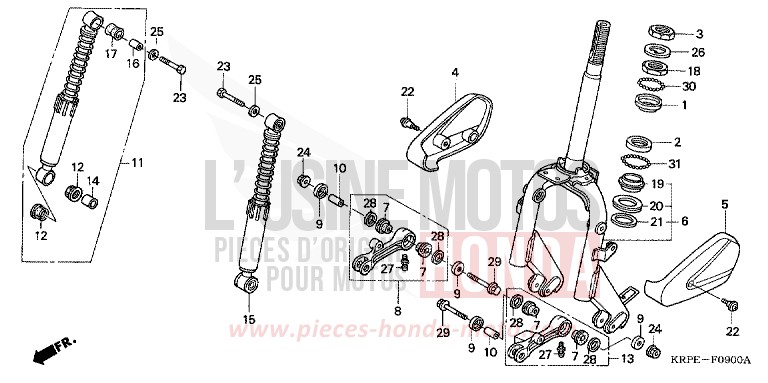 TIGE DE DIRECTION/ FOURCHETTE AVANT de SCV 100 Lead CANDY BLAZING RED (R195) 2005